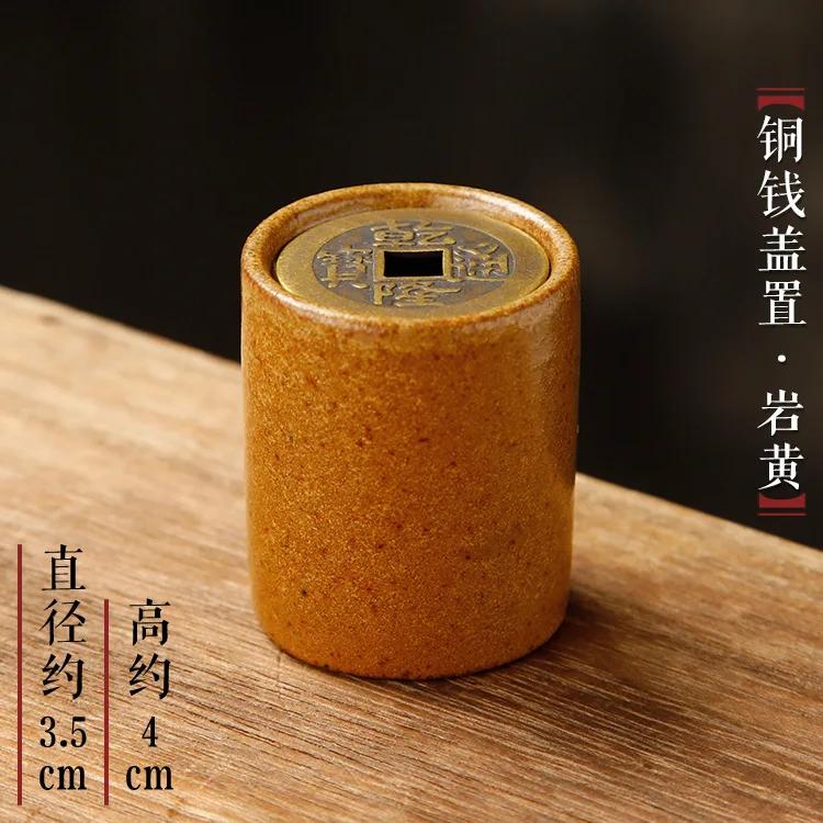 

Ceramic Copper Coin Cover Purple Clay Pot Cover Holder Kung Fu Tea Utensils Gaiwan Tea Pet Teapot Lid Rest Pad Small Shelf