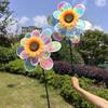 1 Piece Colorful Film Illusionary Flame Color Changing Sunflower Windmill Double-Layer Wind Spinner Kids Toys Garden Decor
