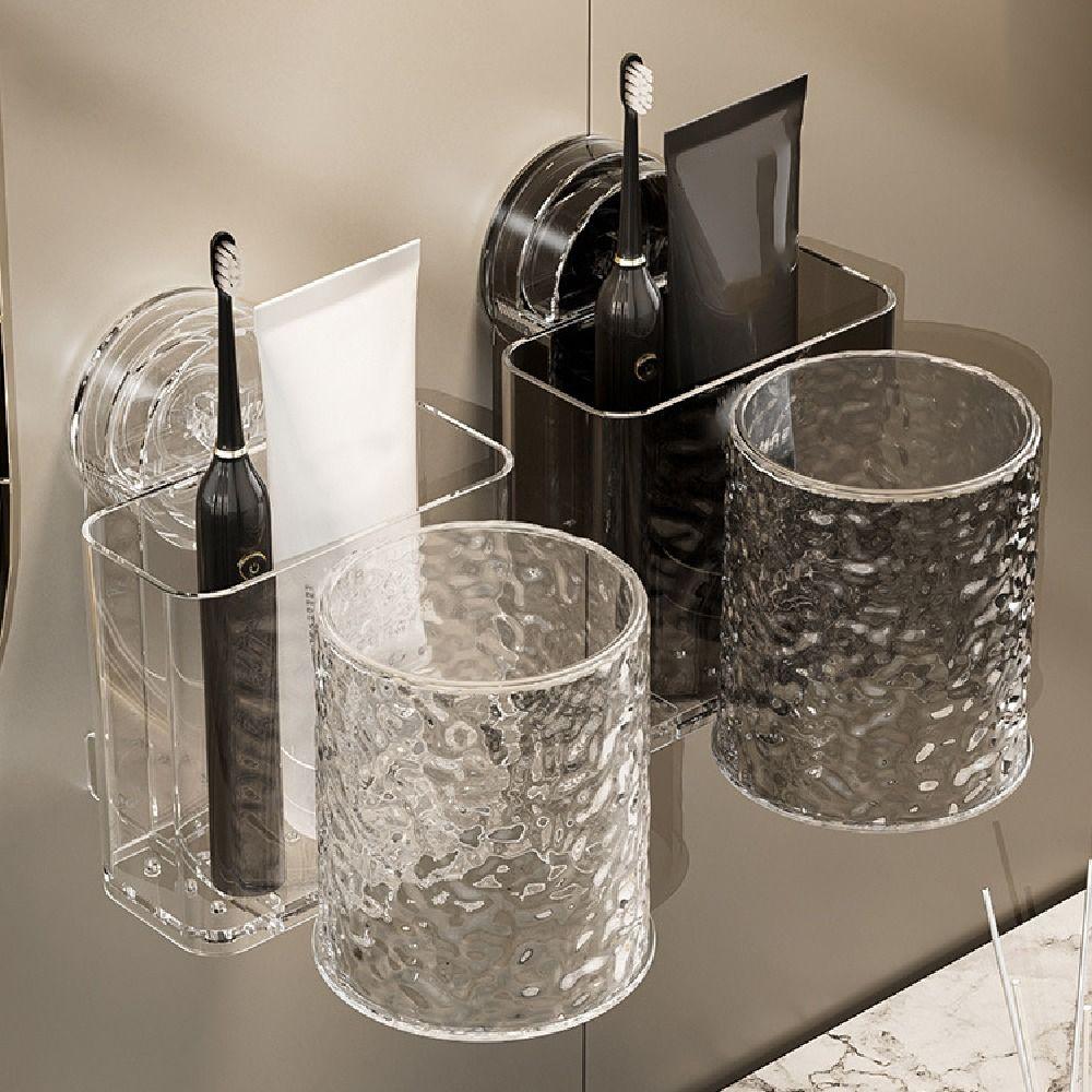 Quick-Drain Toothpaste Storage Rack Wall Mounted Toothbrush Dispenser with Cup  Home Use