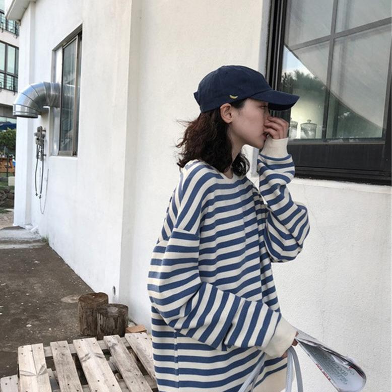 

Hoodies Women Harajuku Gothic Stripe Cotton Hoodie Clothes Autumn Long Sleeve Loose Kawaii Korean Thin Sweatshirt Kpop Tops XXL синій