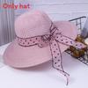 Sun Protection Hat For Women With Wide Brim And Butterfly Bow Summer Beach Beachwear