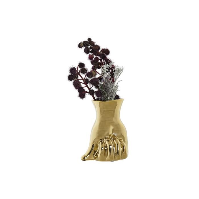 Vase - Design Glam - 21 cm - Doré - Grès - Élégant