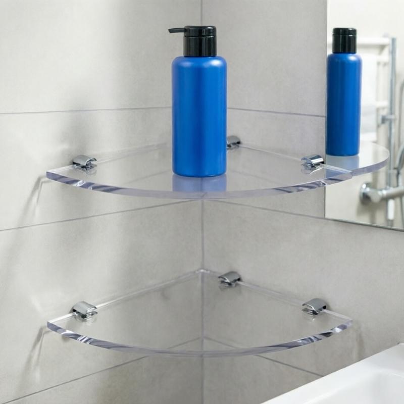2 Stück Modernes Dreieckiges Acrylregal Doppeltes Acryl-Eck-Aufbewahrungsregal Für Dusch-Organizer Und Badezimmerdekorationen