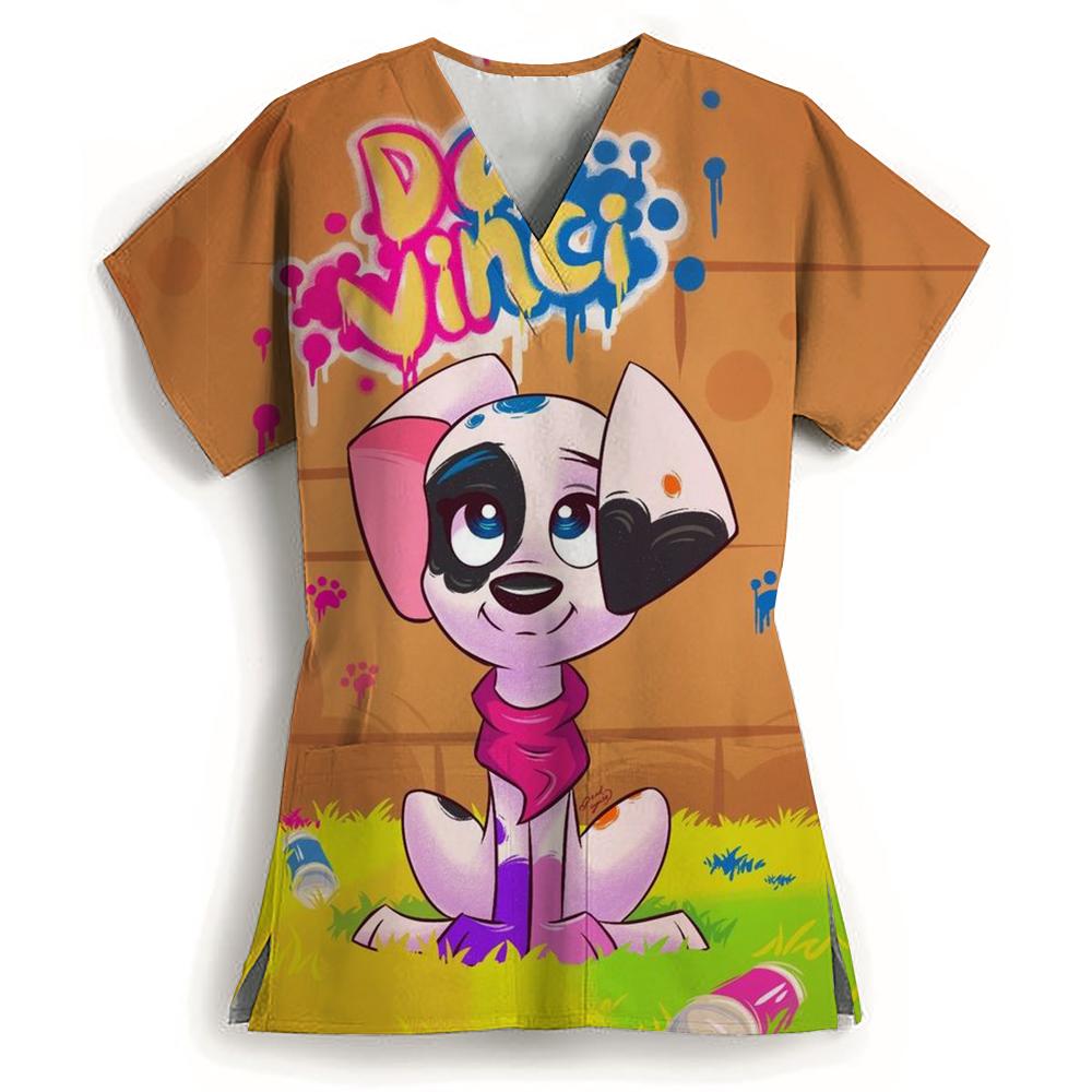 Pharmacist Dentist Veterinary Nurse Tops Disney 101 Dalmatians Beauty Scrub Clothes Spa Nurse Pure Medical Lab Medical Uniform