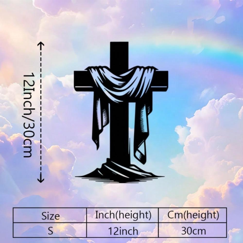 Black Iron Wall Cross Decor Minimalist Christian Home Office Gift Rustproof Metal Art for Wedding Funeral Christmas Easter