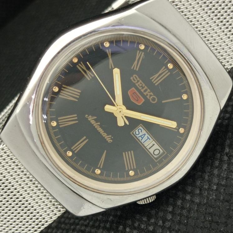 

USED VINTAGE SEIKO 5 AUTOMATIC 7009A JAPAN MENS D/D BLACK WATCH 608h-a316751-9 SKU608h-a316751