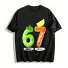 Food Themed Number 67 Print Casual Tee Pure Cotton T-shirt