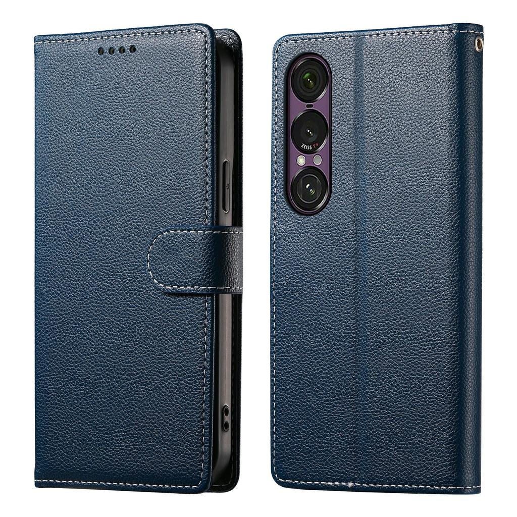 For Sony Xperia 1 VII Stand Case Litchi Texture Leather Wallet Phone Cover Magnetic Snap
