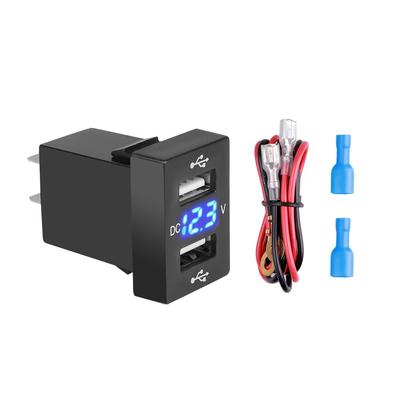 KBT 3,1 A 12-24 V Auto Ladegerät Buchse Dual USB Port Adapter Handy Aufladen mit LED Voltmeter für Suzuki Toyota