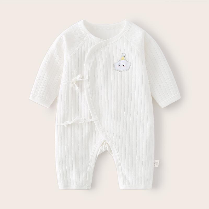 

Category A Pure Cotton Newborn Bodysuit with Cloud Sticker - Front Tie-Up, All-Season Romper 59cm (3.5-6.9kg, 52-59cm)