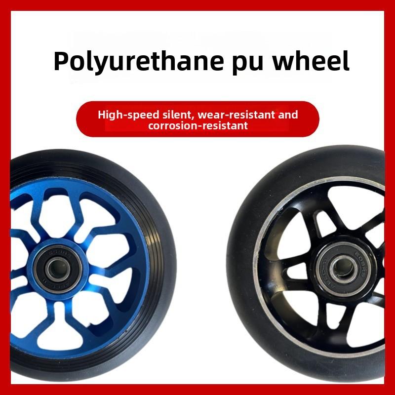 100mm Scooter Wheels Replacement with Bearings Aluminum Wear-Resistant PU Stunt Scooter Parts Kick Scooter Accessories 2pcs/set