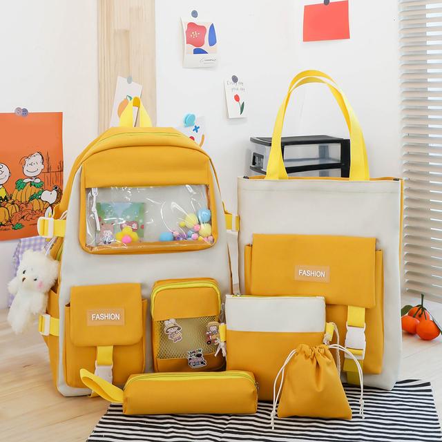 Women's Backpack Composite Bags Casual Canvas Preppy Style Students School Bag Bookbag Large Capacity Handbags Pencil Pouch