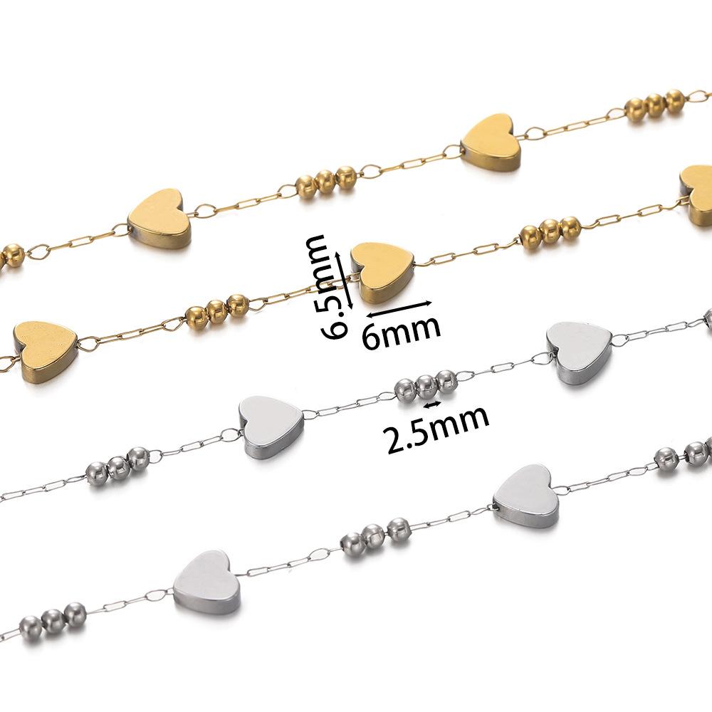 Stainless Steel Vacuum-plated Love Handmade Chain, Moon Star Bead Collarbone Chain DIY Bracelet Necklace Earrings