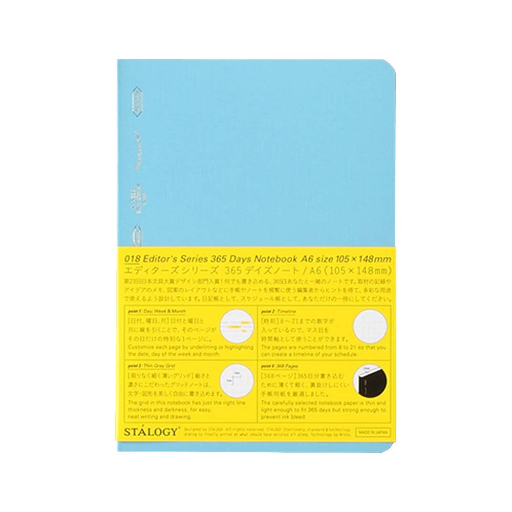 

Nitoms STALOGY Notebook, A6, Grid, 365 Days, Blue, S4113