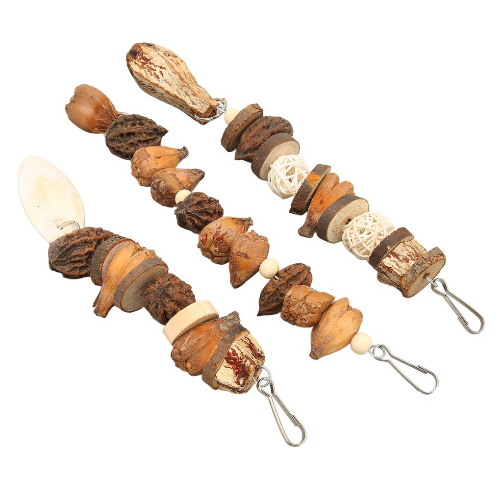 Bird Bite Toy Set Nutty Vine Ball Cuttlebone Hanging Parrot Chewing String with Stainless Steel Hooks for Birds