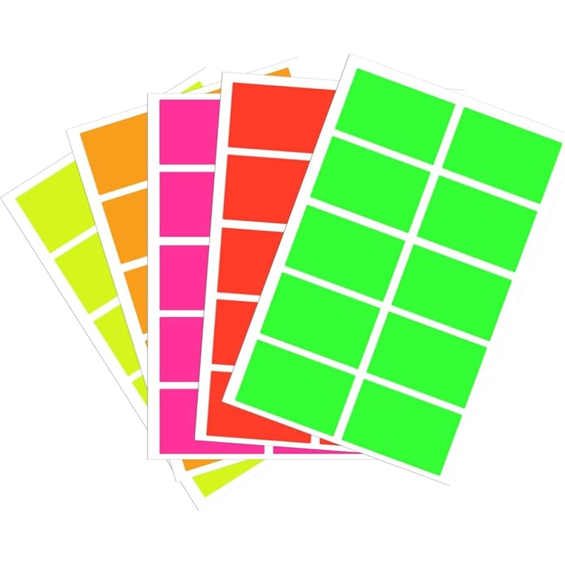 True-Ally 500 Piece Multocolored Fluorescent Color 50X25 Mm Sticker Self Adhesive Labels Writable Surface For Kids Activ