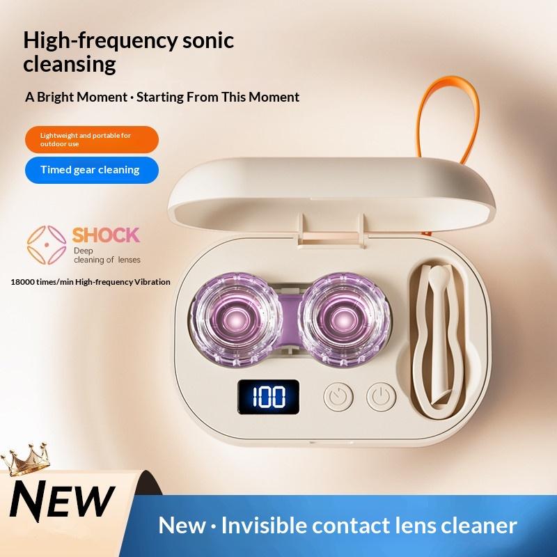 Ultrazvukový čistič kontaktních čoček Chytrý časovač Přenosný plně automatický dobíjecí čistič kontaktních čoček