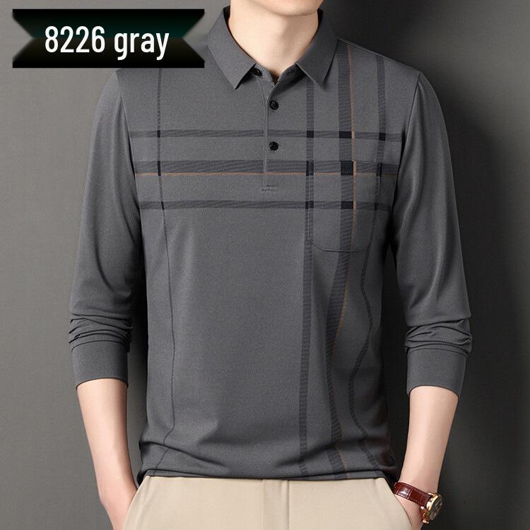 Men's Striped Autumn Cotton Polo - Long Sleeve, Turn-Down Collar, Breathable, Casual Business Shirt