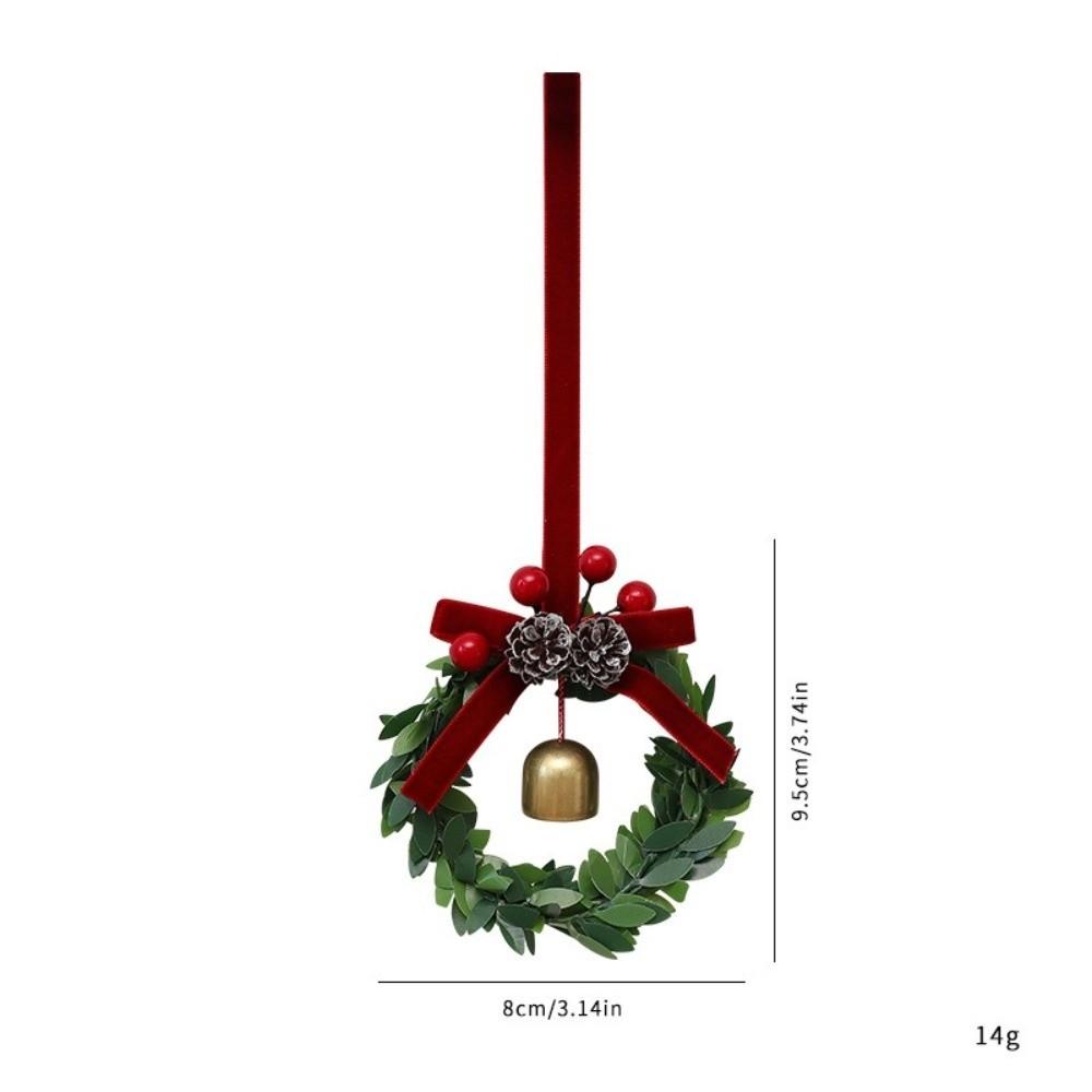 Artificial Green Leaves Christmas Bell Pinecone Velvet Bow Xmas Wreath Christmas Decorations Christmas Gift