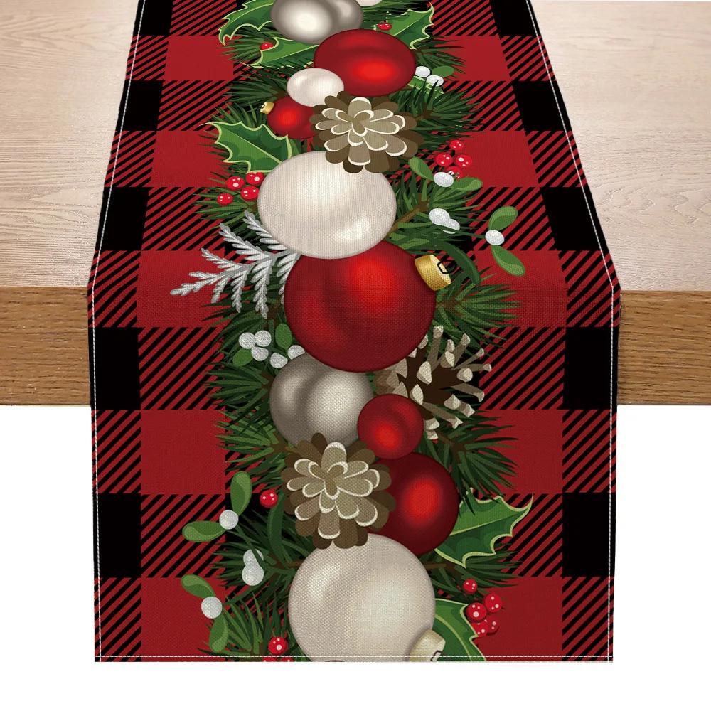 

Hot Table Flag Christmas Decoration Creative Printing Table Decoration Cloth Christmas Day Kitchen Entryway Small Tablecloths 33cmx180cm