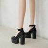 Zapatos de plataforma de tacón alto de bloque grueso para mujer, zapatos de tacón con hebilla y correa en el tobillo, zapatos góticos Punk para club nocturno modelo, primavera y otoño