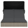 Vidaxl Doppelliege mit Dach und Kissen, Grau, Polyrattan