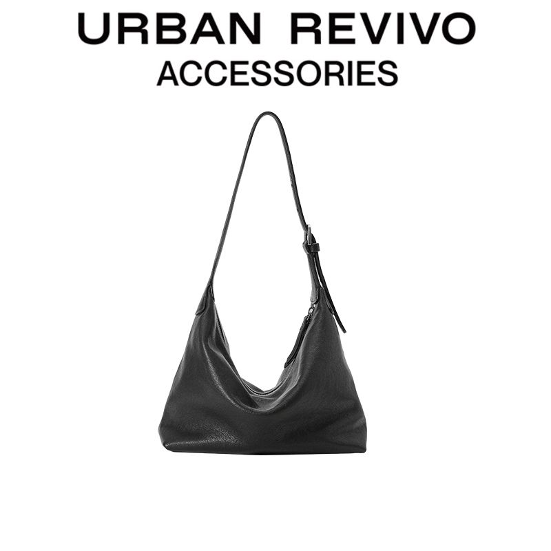 

[Same Style with Li Na] 2025 Tracking Series Hobo Bag Large Capacity Vegetable Tanning Leather Work Clothing Shoulder Crossbody Soft Bag Black-small size