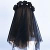Halloween Headbuttons Day of The Dead Hair Bands Headdress Ghost Bridal Party Dark Lace Veil