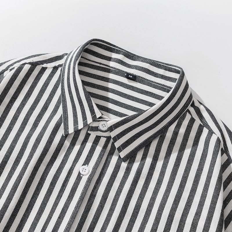 Striped Shirt Men's Long Sleeve Spring and Autumn Button Cardigan Pocket Loose Casual Shirt