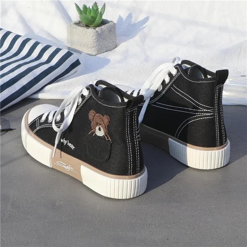 

Новые высокие парусиновые туфли с вышивкой медведя, женские универсальные кроссовки, студенческие красные кроссовки из сетки 40 чёрный