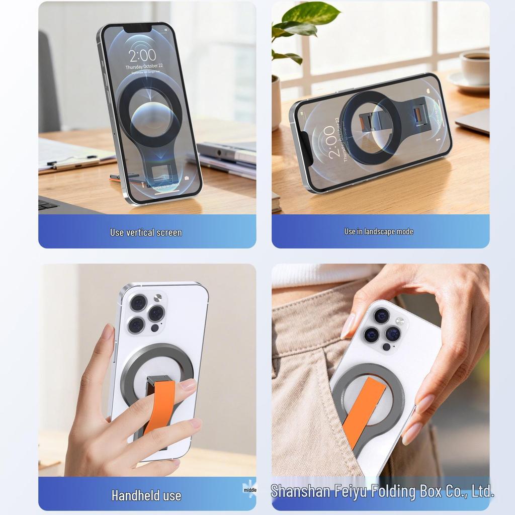Double-Sided MagSafe Magnetic Wristband Phone Holder & Rotating Aluminum Desktop Stand