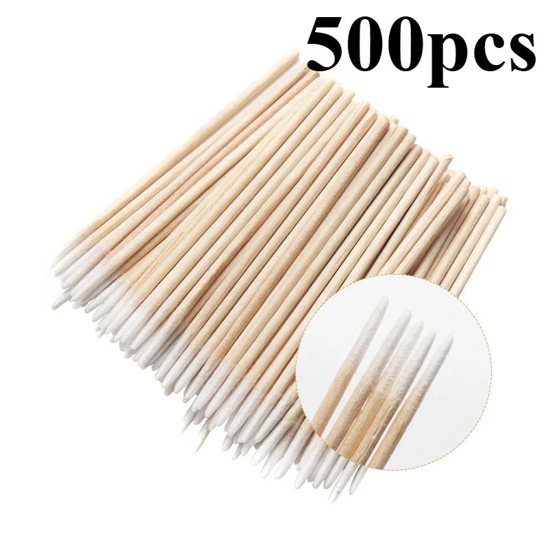 100/300/500Pcs  Wood Cotton Swab Clean Sticks Bud Tip Wooden Cotton  Manicure Detail Corrector tattoo clean,Tattoo accessories