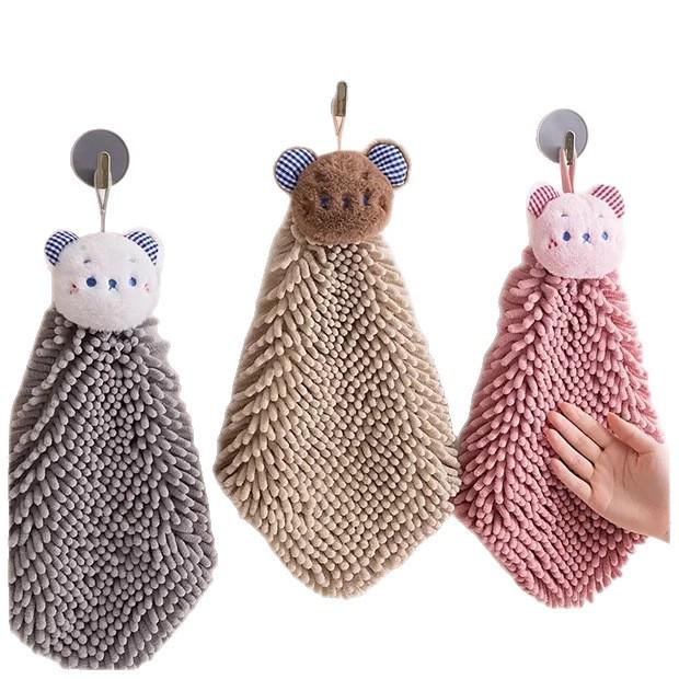 Chenille Hanging Hand Towel - Absorbent and Cute for Kitchen & Bathroom