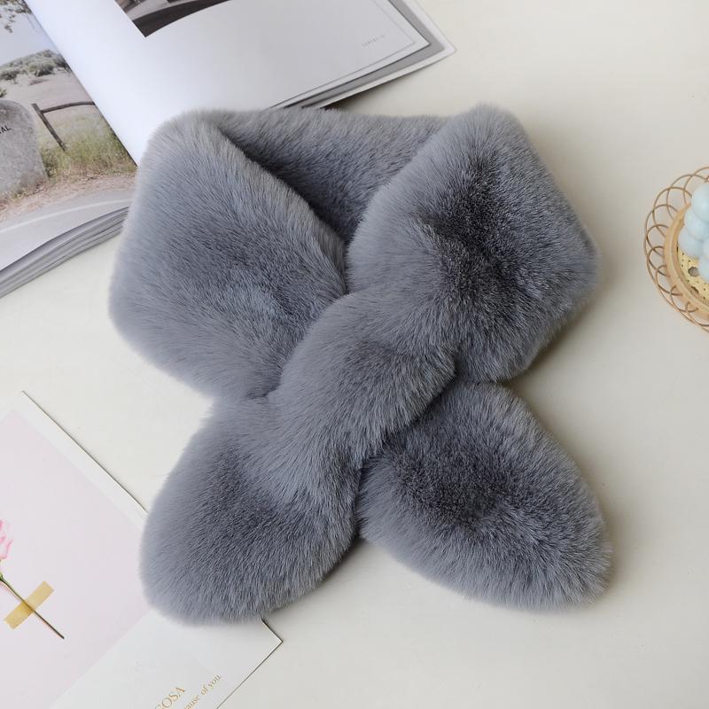 Unisex Winter Scarf: Thick, Warm, Imitation Rex Rabbit Fur, Versatile Plush Cross Design for Neck Protection