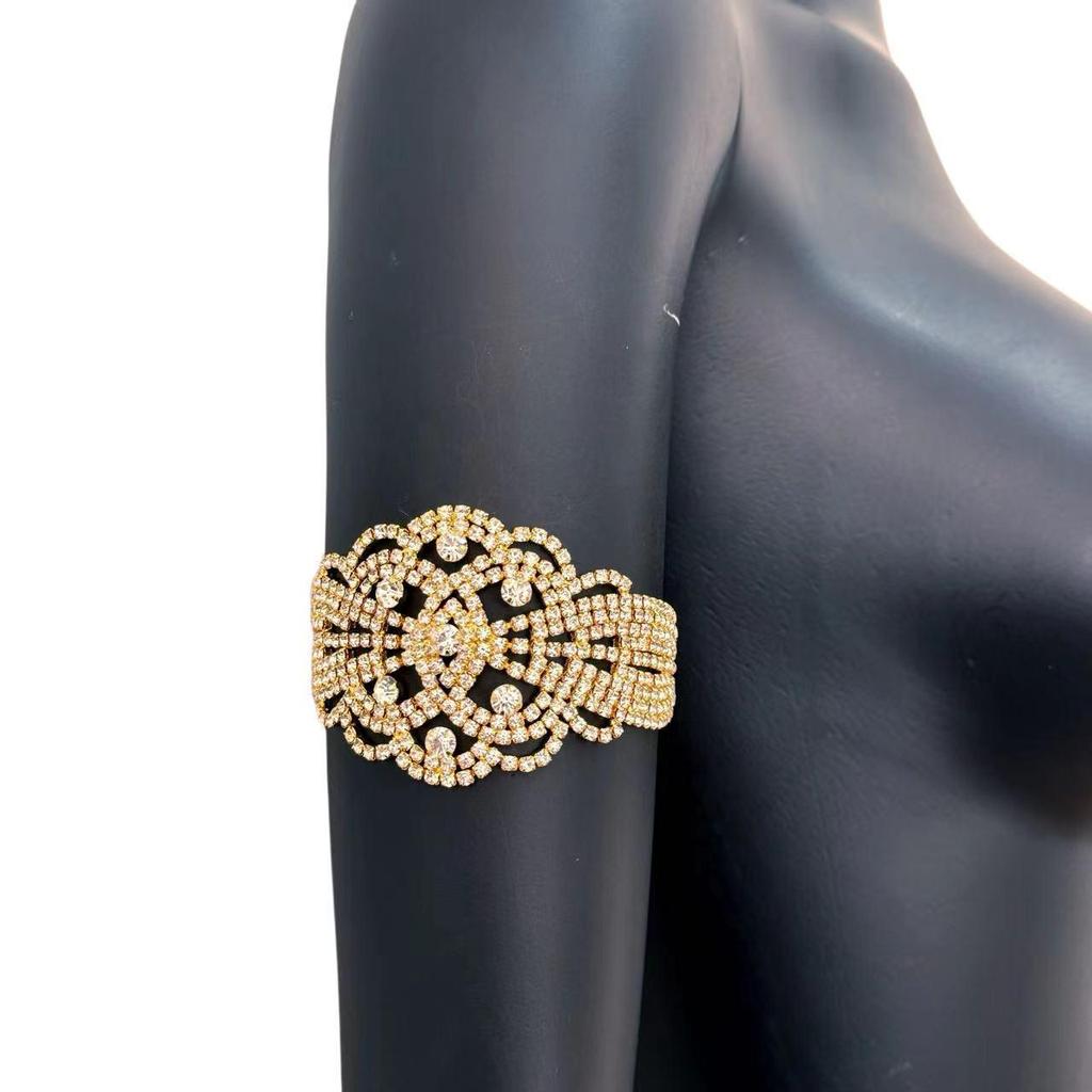 Women's Rhinestone Flower-Shaped Mesh Arm Chain Jewelry