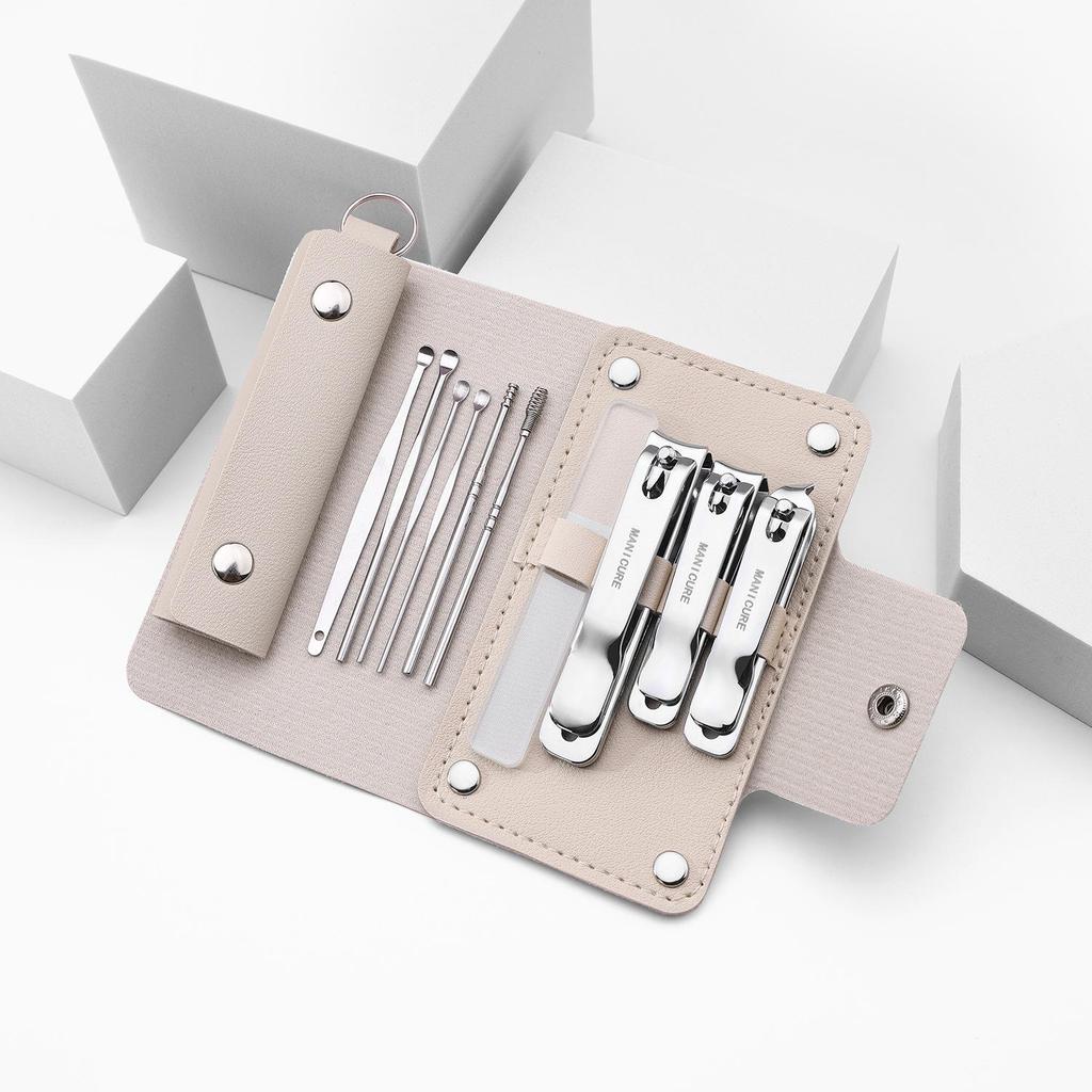 Gradient Nail Clippers Set - 10-Piece Manicure Tools in PU Leather Case, Portable & Stylish