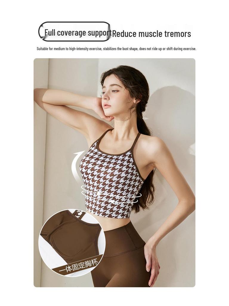 Damen Stoßabsorbierendes bedrucktes Sportweste & High Waist Hüfthebende Fitnesshose Set