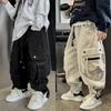 Cotton Boys Cargo Pants Spring Autumn Big Kids Sport Long Pants Teenage Streetwear Baggy Trousers Children Fashion Joggers Pants