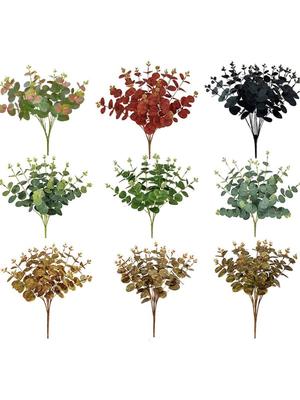2 Bundles Artificial Eucalyptus Leaves Stems Fake Eucalyptus Plant Branches 46cm Tall with 64 Leaves for Farmhouse Vase Wedding Home Decor