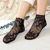Ruffled Lace Sexy Sheer Short Tube Socks for Women In Spring and Summer, Plain Color, Mesh Cotton Bottom, Mid-length Socks