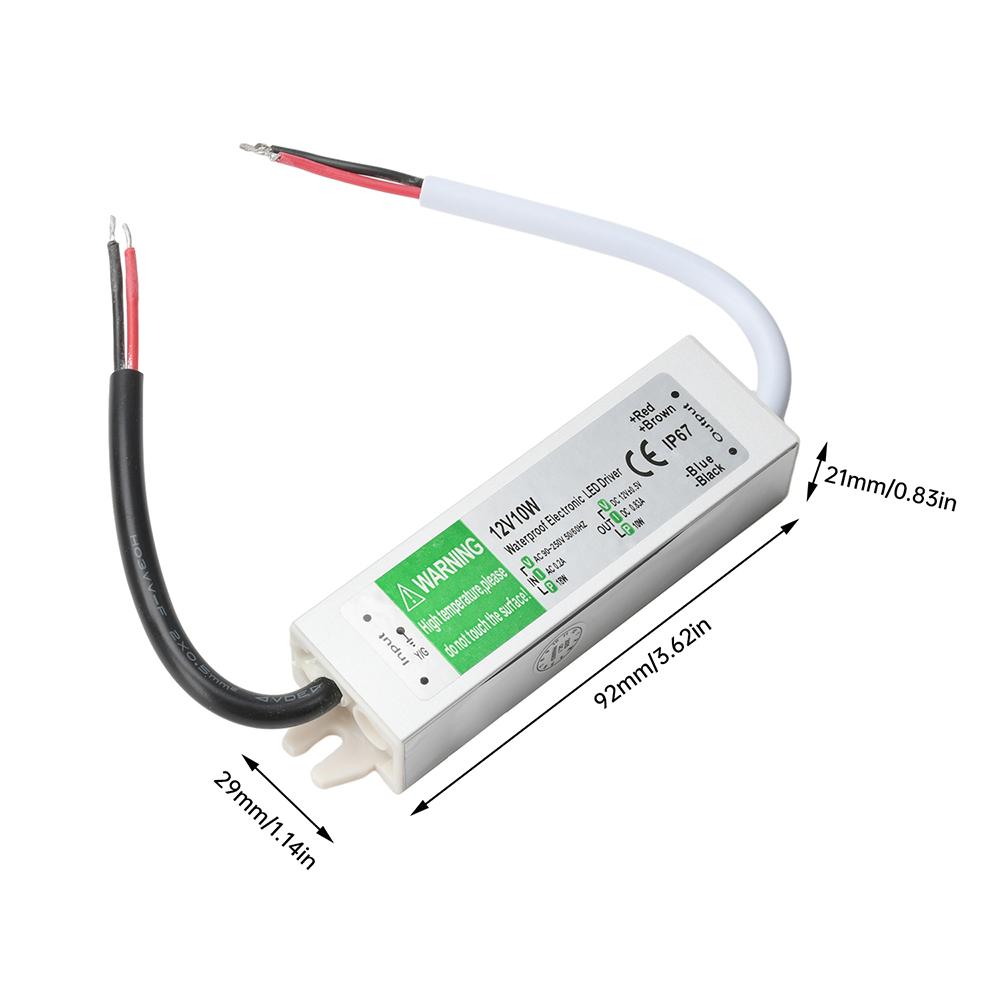 AC 90-250V To DC 12V Waterproof Power Supply IP67 10W 15W LED Driver Switching Power Supply For LED Strip Lights