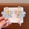 Ancient Vintage Tassel Hairpin Chinese Style Glass Colored Flower Hair Clip For Women Girls Elegant Hanfu Jewelry Hair Accessory