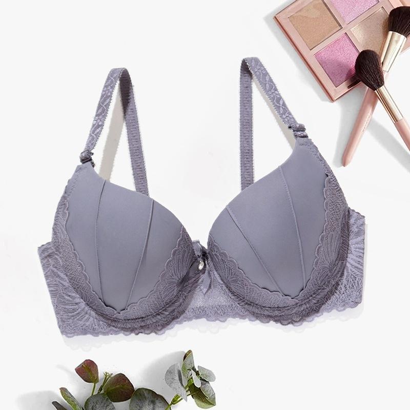 Women S Push Up Underwire Bra Lace Trim Detachable Straps Bow Decor