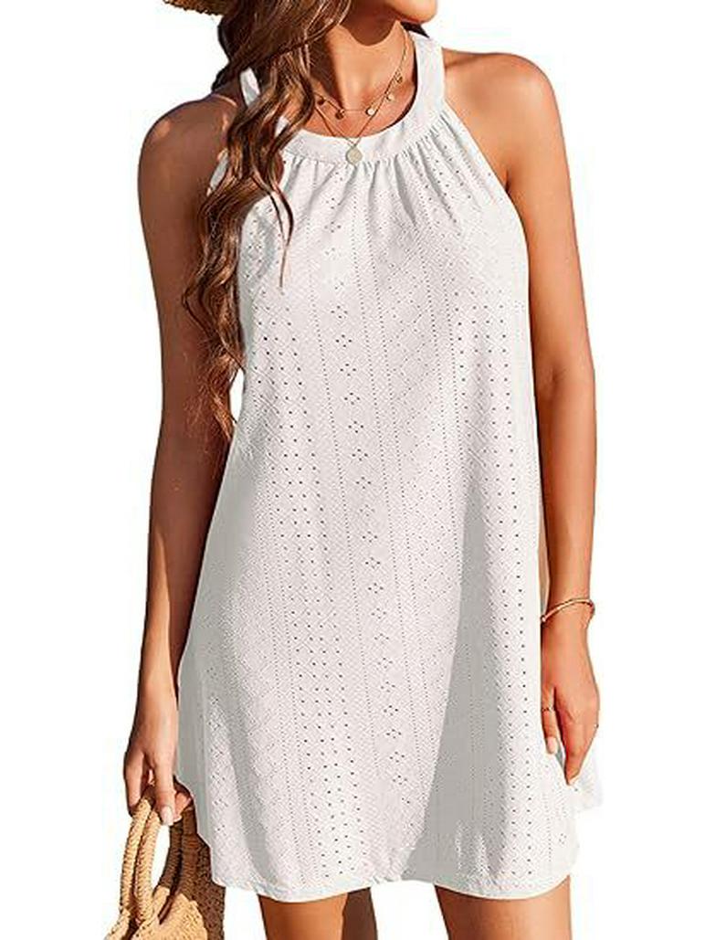 

Женское пляжное платье без рукавов, связанное крючком Extra Extra Large белый