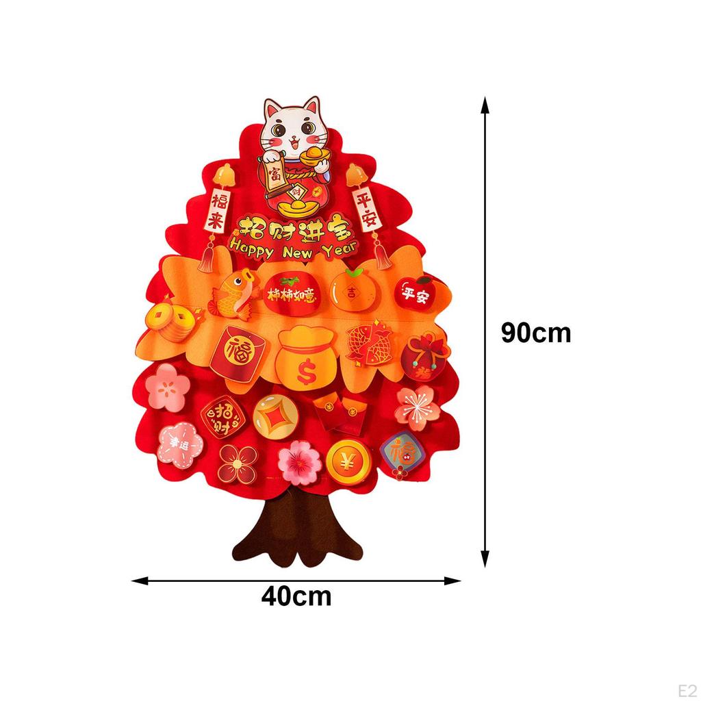 Chinese Year Hanging Lucky Tree Desktop Ornament with Light Oriental Wealth for Holiday