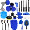 26Pcs Auto Cleaning Brush Set - Interior/exterior, Wheels Drill Brushes, Buffing Sponge Pads