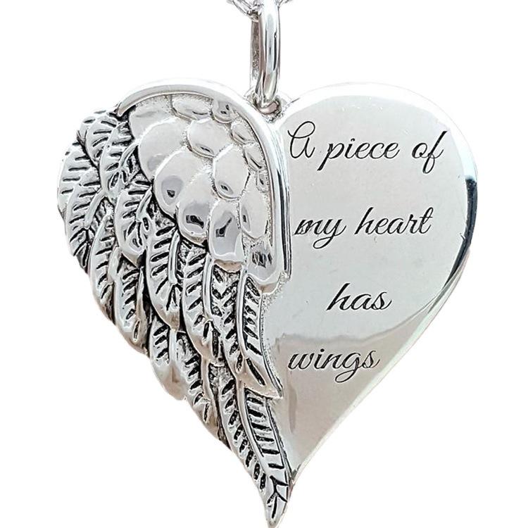 Hot Sale Angel Wings Pendant Necklace with English Lettering for Women - European and American Style