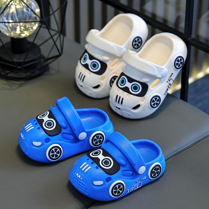 Kids' Cartoon Car Non-Slip Closed-Toe Sandals for Boys & Girls - Soft Sole for Indoor & Outdoor Use