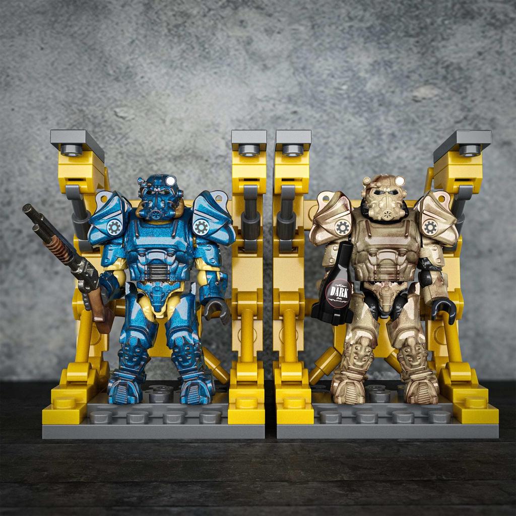 MEGA Fallout Action Figure Building Toy T-60 Power Armor Collection 327 Pieces with 5 Micro Action Figures and Accessories - Collector's Edition