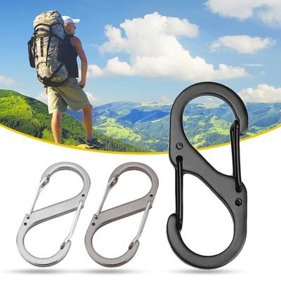 10Pcs/set S Type Mini Keychain Hook Stainless Steel Carabiner With Lock Anti-Theft Outdoor Camping Backpack Buckle Key-Lock Tool